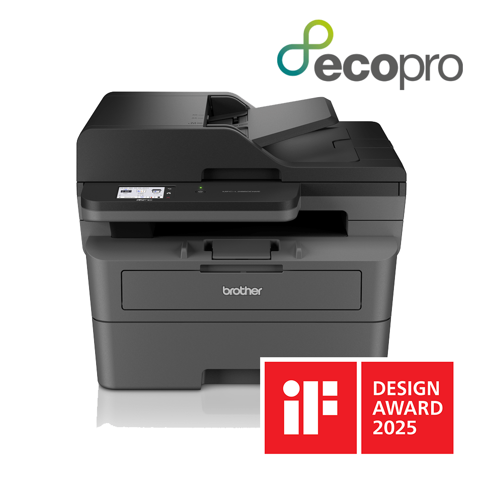 <p>MFC-L2860DWE with iF Design Award 2025 logo</p>