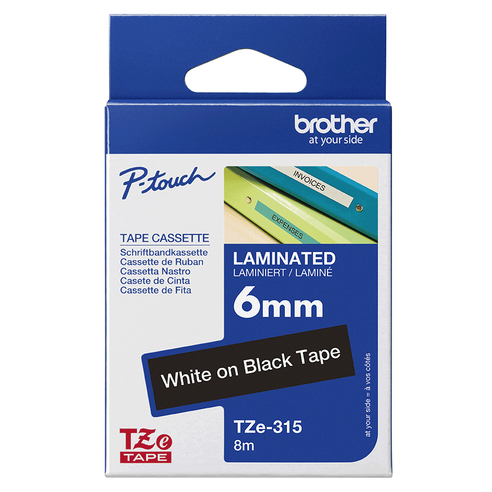 TZe-315 | Labels wit op zwart | Brother