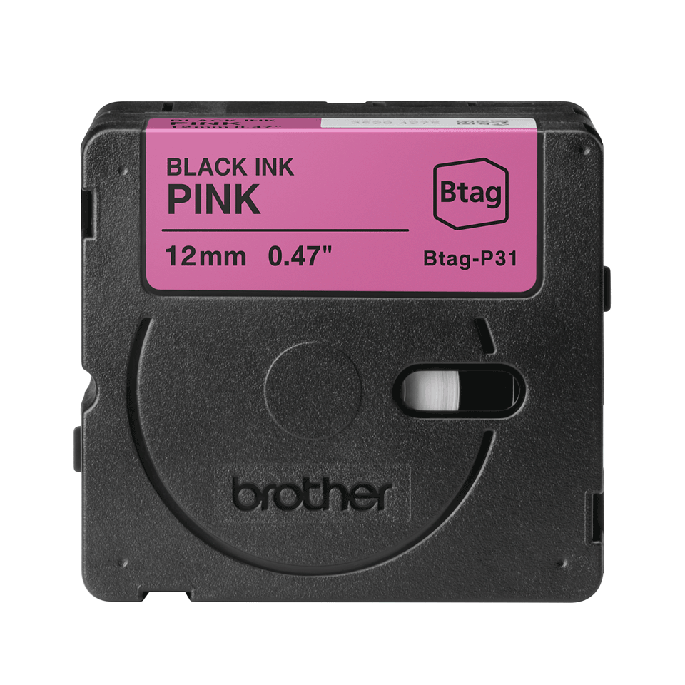 Btag-P31 | Svart på rosa tape, 12 mm | Brother