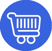 <p>The white trolley icon on blue background</p>
